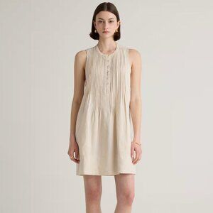 Quince 100% European Linen Sleeveless Swing Dress XS Extra Small Sand Cream